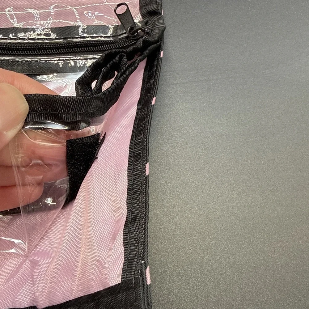 Mary Kay Travel Roll Up Bag Black w/ Pink Hearts Hanging Organizer‎ Cosmetic NEW
